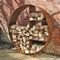 Stojak na drewno opałowe Rusty Circle Corten Większy okrągły uchwyt na drewno opałowe